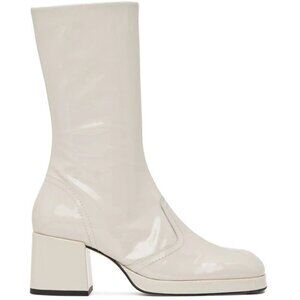 Miista Cass Boots 40 US 9.5 Womens Off-White Patent Leather $445